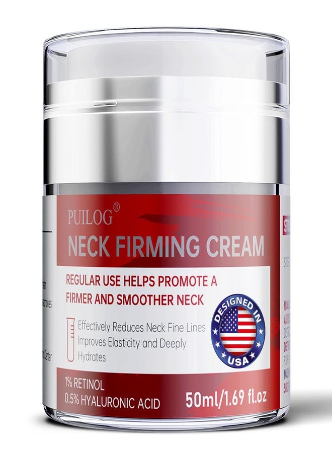 PUILOG Neck Firming Cream, Anti-Aging Tightening And Lifting Treatment With Peptides, Retinol, Collagen & Hyaluronic Acid Cream For Neck, Face and Chest (1.7 Fl Oz) - Image 1